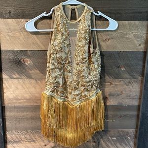 Fringe gold costume with jonquil  AB Swarovski crystals